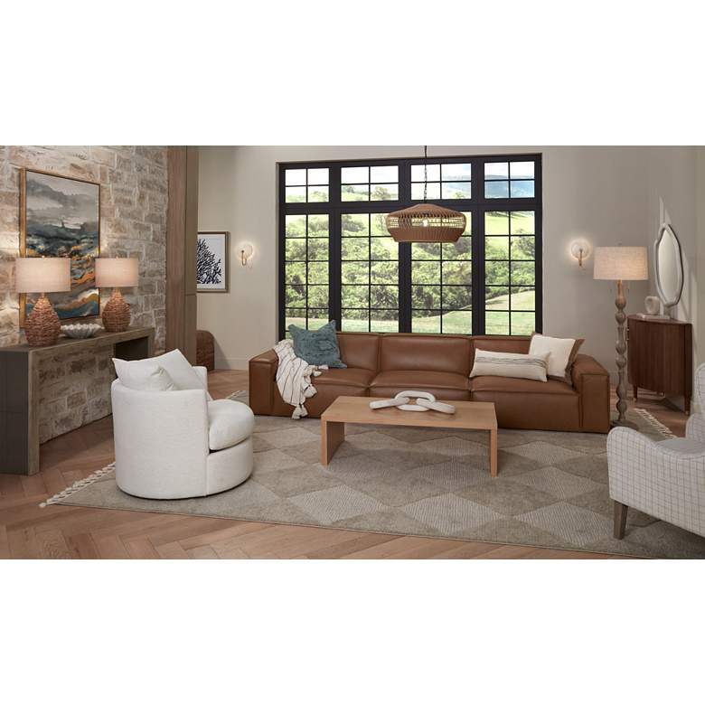 Image 5 Uttermost Loophole 18" Brown Solid Wood Modern Accent Table in scene