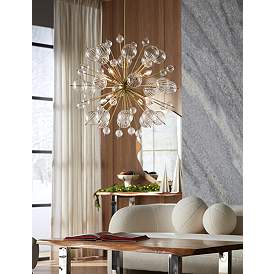 Image1 of Raw Edge Brownstone 54" Chrome and Wood Cocktail Table in scene