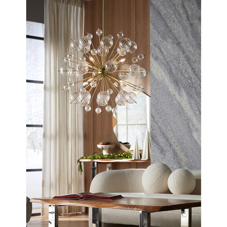 Image 1 Raw Edge Brownstone 54" Chrome and Wood Cocktail Table in scene