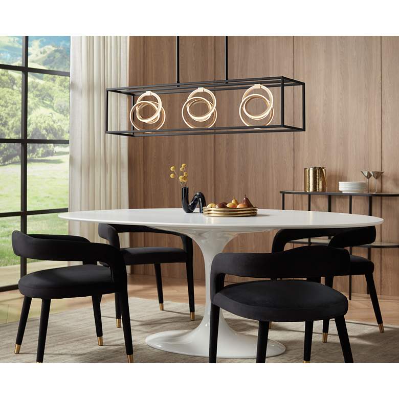 Image 1 Possini Euro Christy 35 1/2" Black Gold 3-Light LED Island Pendant in scene