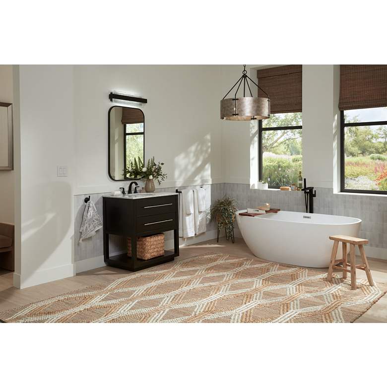 Image 1 Possini Euro Cascadia 23 3/4" High Black Piastra Glass LED Bath Light in scene