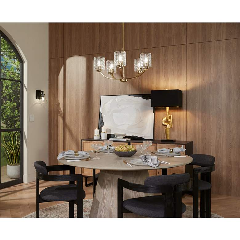 Image 1 Possini Euro Caulfield 26" Wide Gold and Glass 5-Light Chandelier in scene