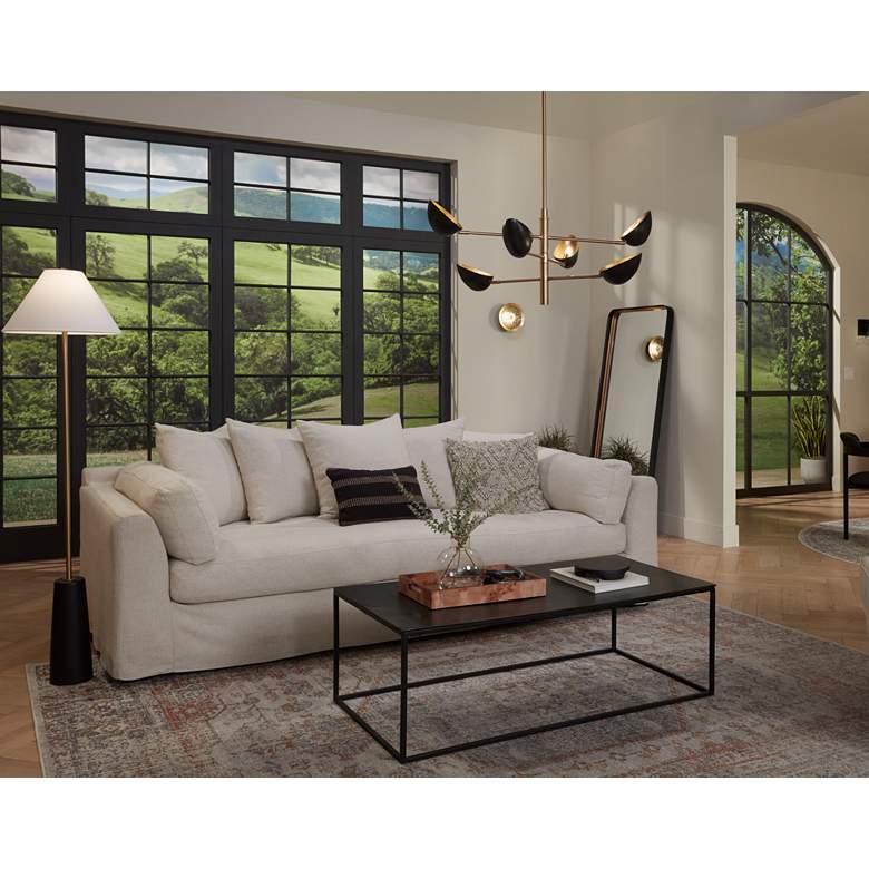 Image 1 Possini Euro Bamba 61 3/4" High Black and Brass Modern Floor Lamp in scene