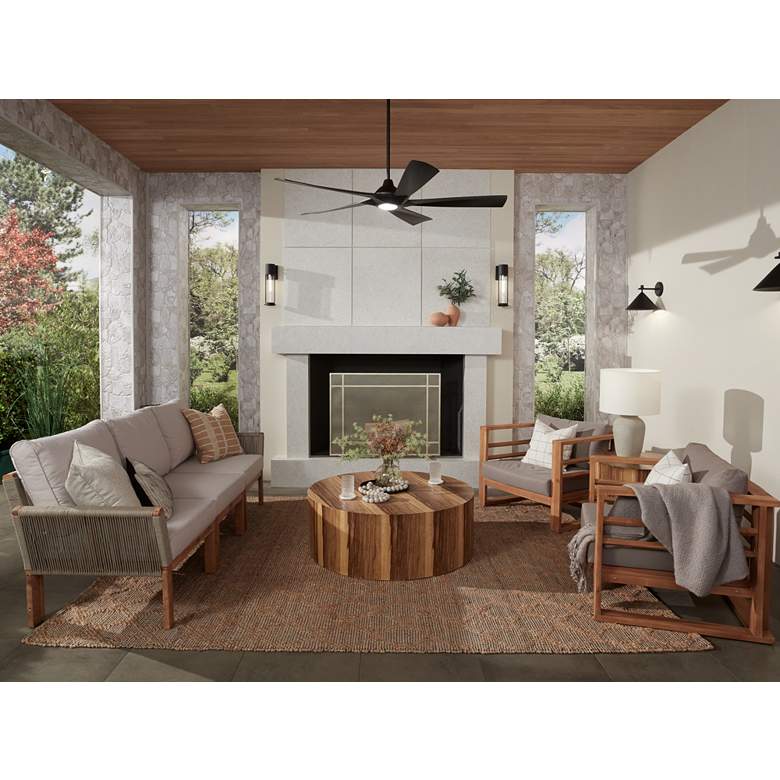 Image 1 John Timberland Apex 9 3/4" High Textured Black Outdoor Wall Light in scene