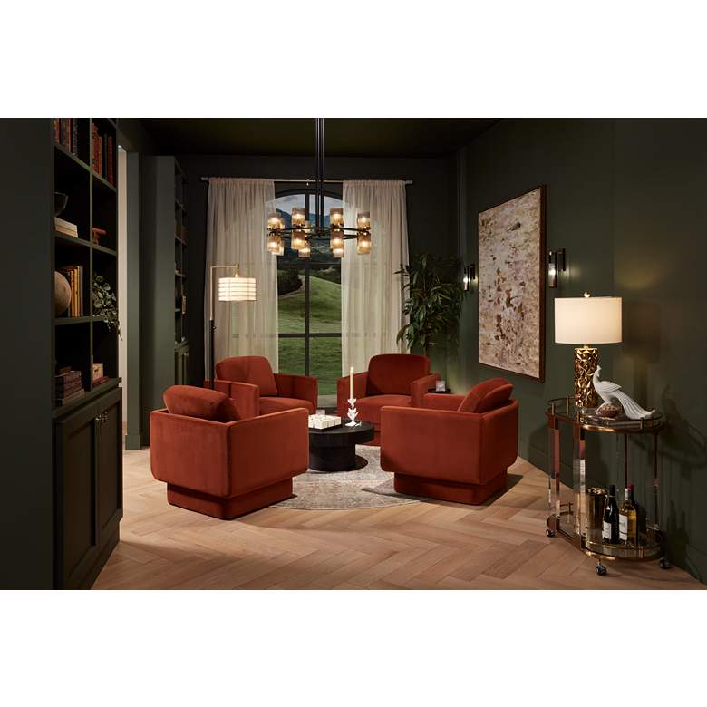 Image 1 Possini Euro Amani 63 1/2" Black Gold Chairside Downbridge Floor Lamp in scene