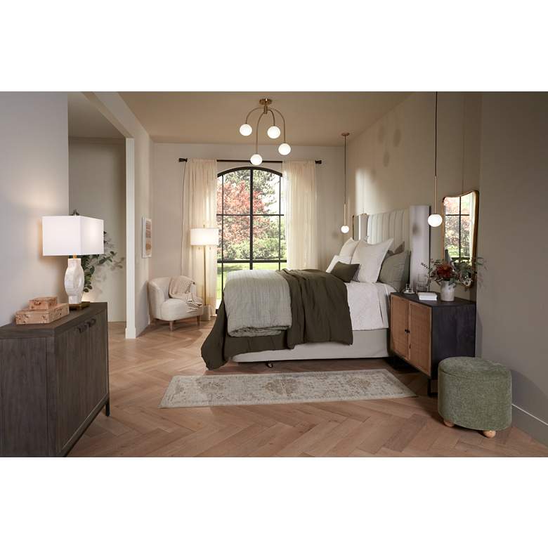 Image 1 Possini Euro Eclipse 4 3/4" Wide Gold and White Glass LED Mini Pendant in scene