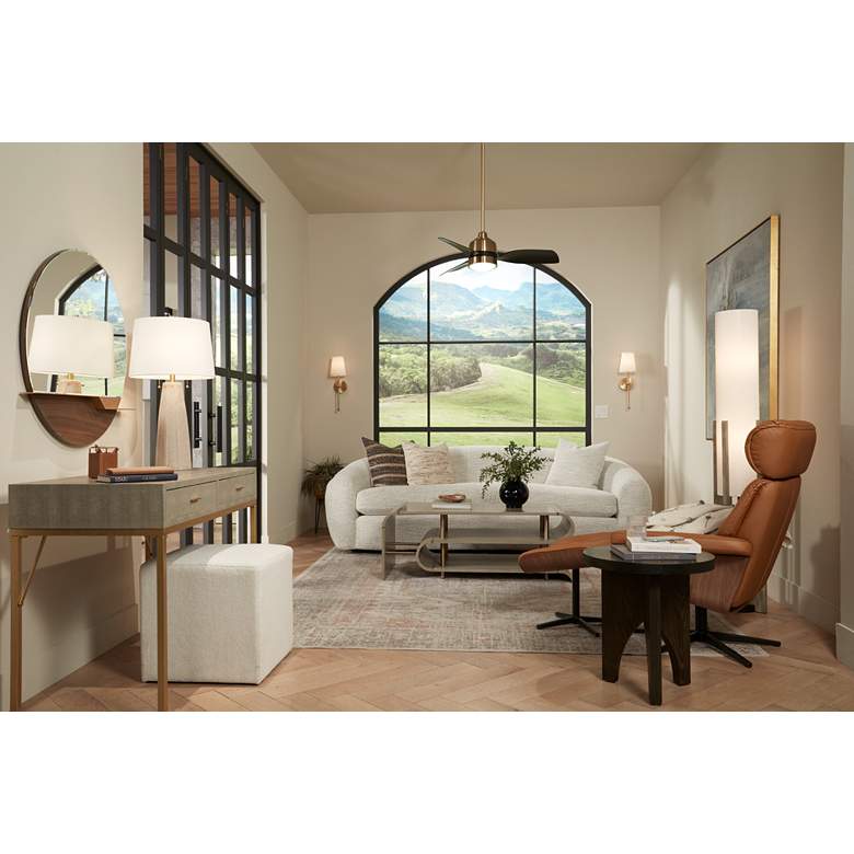 Image 1 36" Casa Vieja Verdin Brass and Black LED Damp Ceiling Fan with Remote in scene