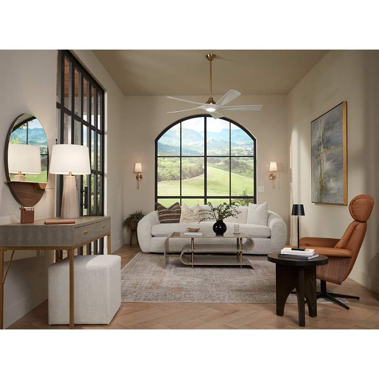 Image 1 Possini Euro Arrista 63" Modern Gray Wash Cylinder Floor Lamp in scene
