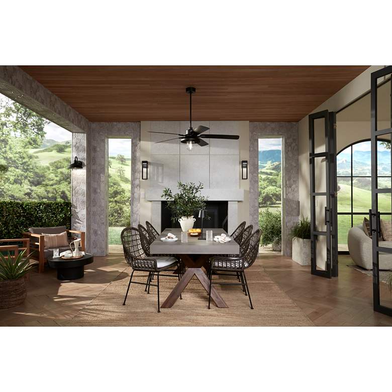 Image 1 Franklin Iron Arnett 10 1/2" Textured Black Outdoor Barn Wall Light in scene