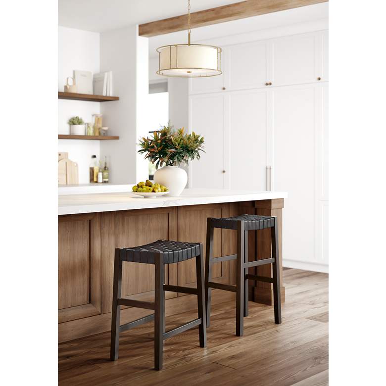 Image 1 Apollo 30 1/2" High Brown Leather Barstool in scene