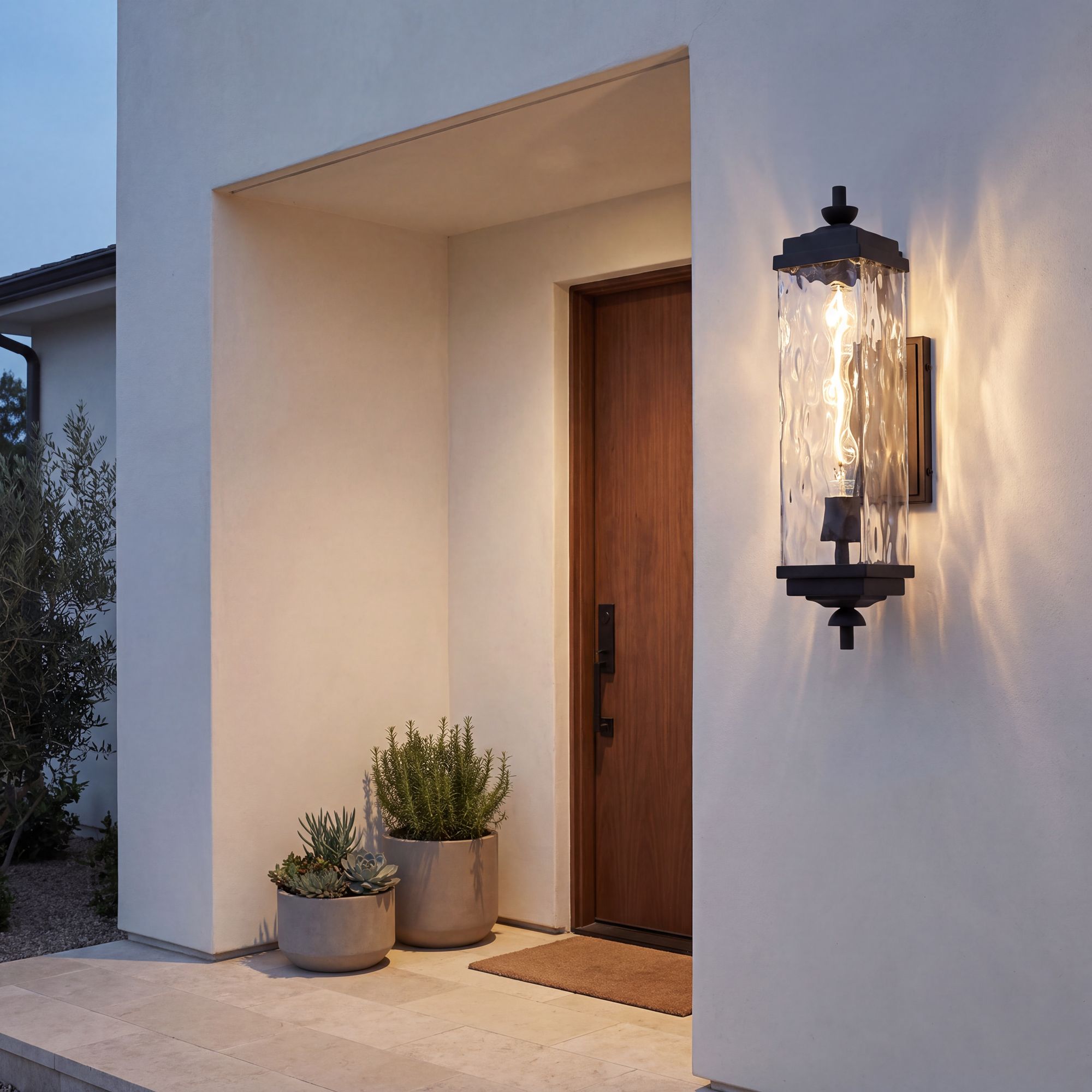 Watch A Video About the John Timberland Valentino Black and Water Glass Outdoor Wall Light