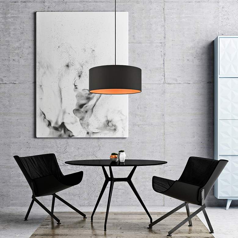 Image 1 Sentosa 18" Wide Black Drum Pendant Light in scene