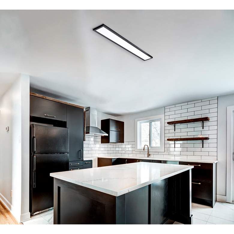 Image 1 Delgado 48" Wide Black LED Ceiling Light in scene