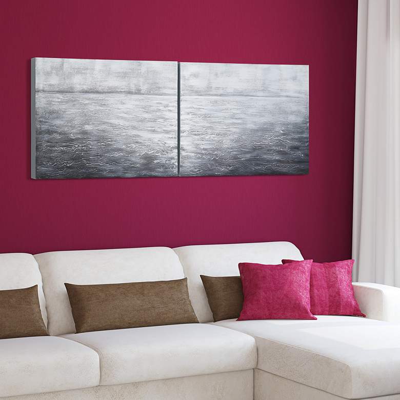Image 1 Silver Light 36" Wide Metallic 2-Piece Canvas Wall Art Set in scene