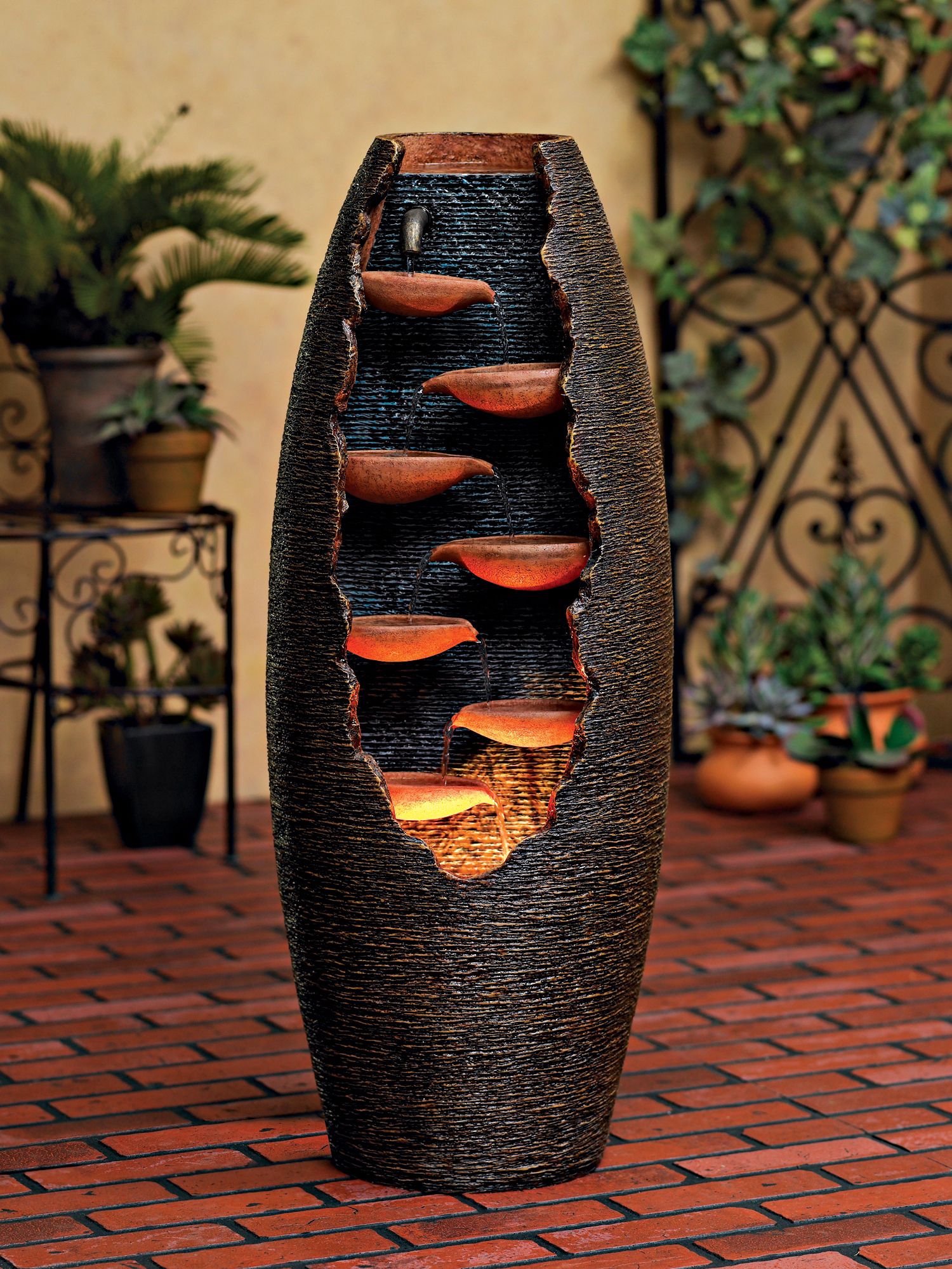Seven Cascade Cut-Away Outdoor Fountain