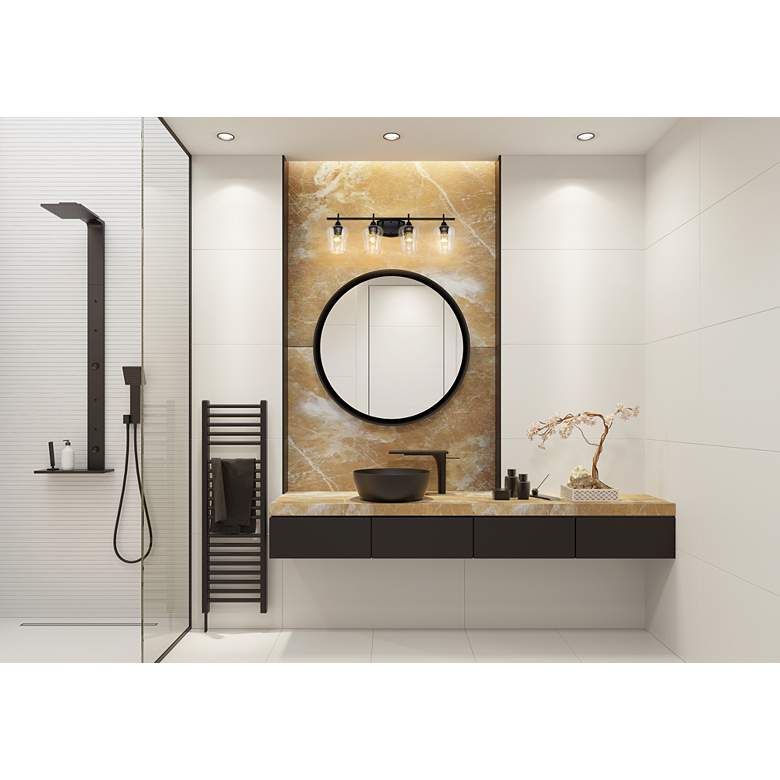 Image 1 Joliet 30" Wide Matte Black 4-Light Bath Light in scene