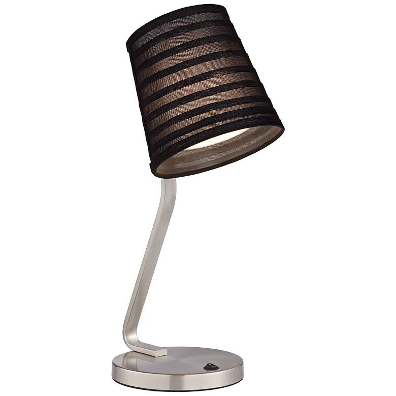 Image 1 24D24 - 22 inch Brushed Nickel Table Lamp W/Black Organza Shade