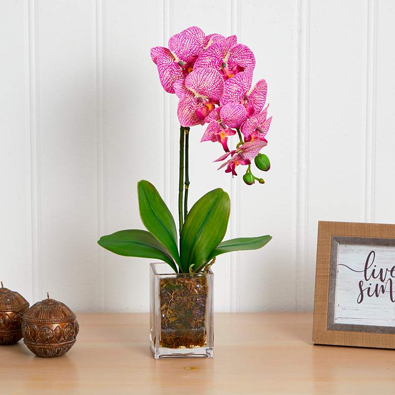 Image 1 24in. Orchid Phalaenopsis Artificial Arrangement in Vase