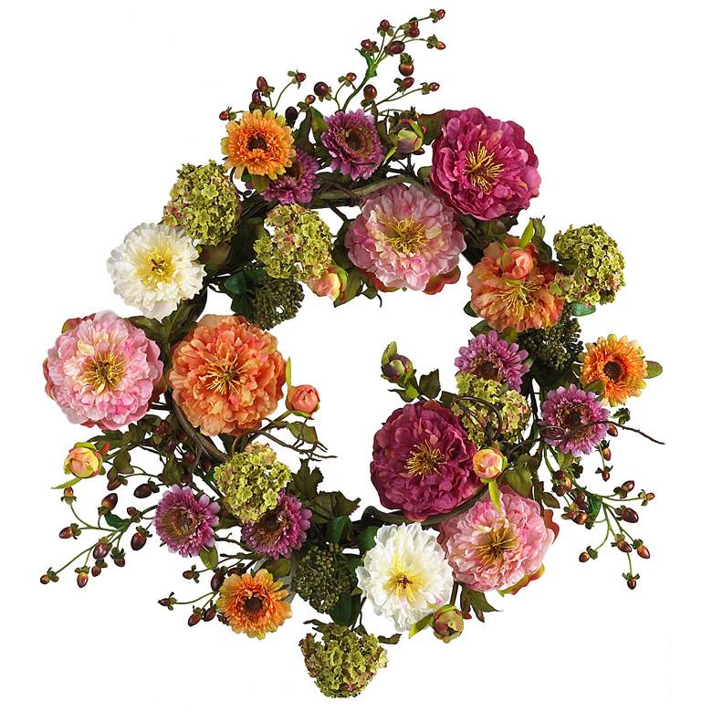 Image 1 24in. Peony Wreath