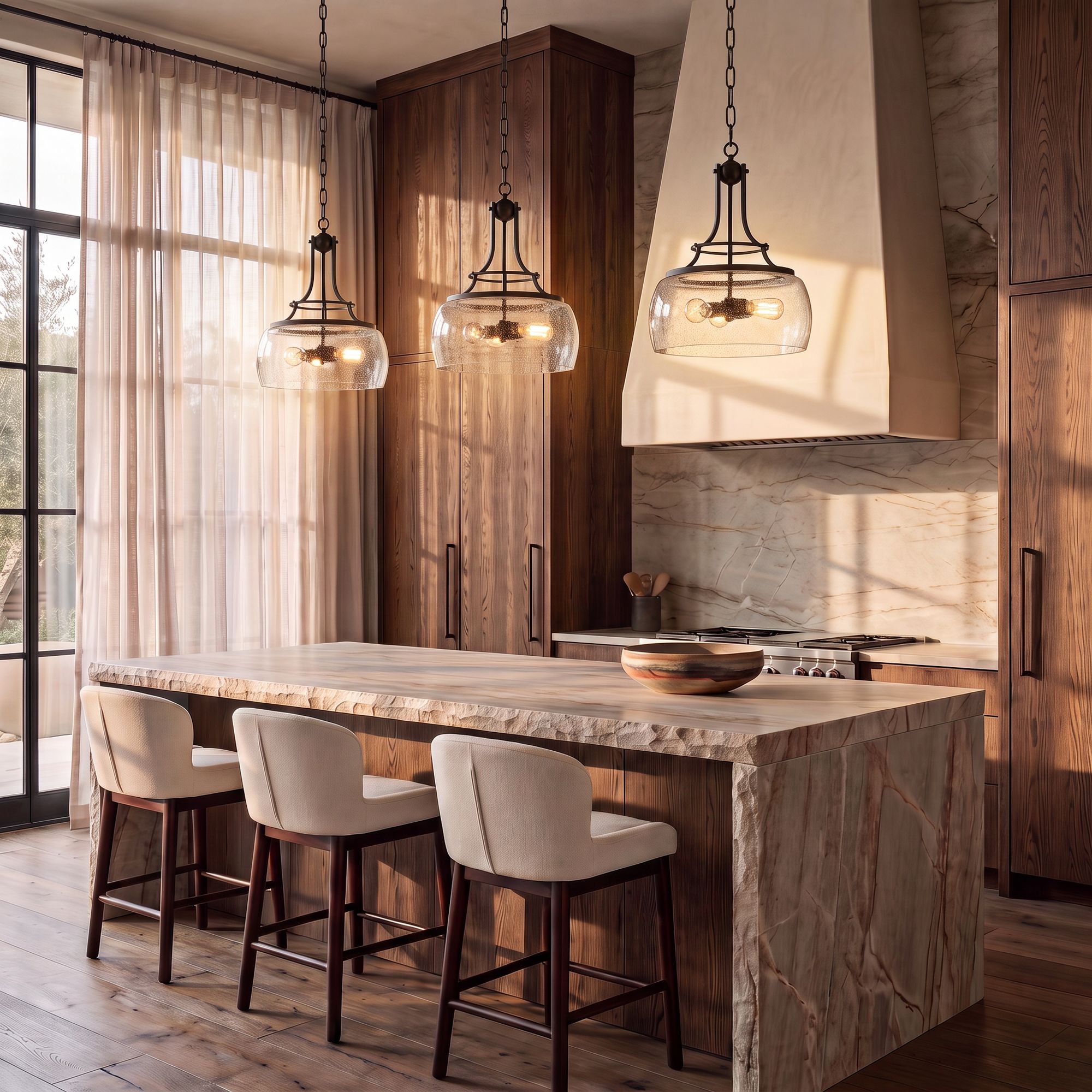 Image 1 Franklin Iron Charleston 16" Painted Bronze 3-Light LED Pendant Light in scene