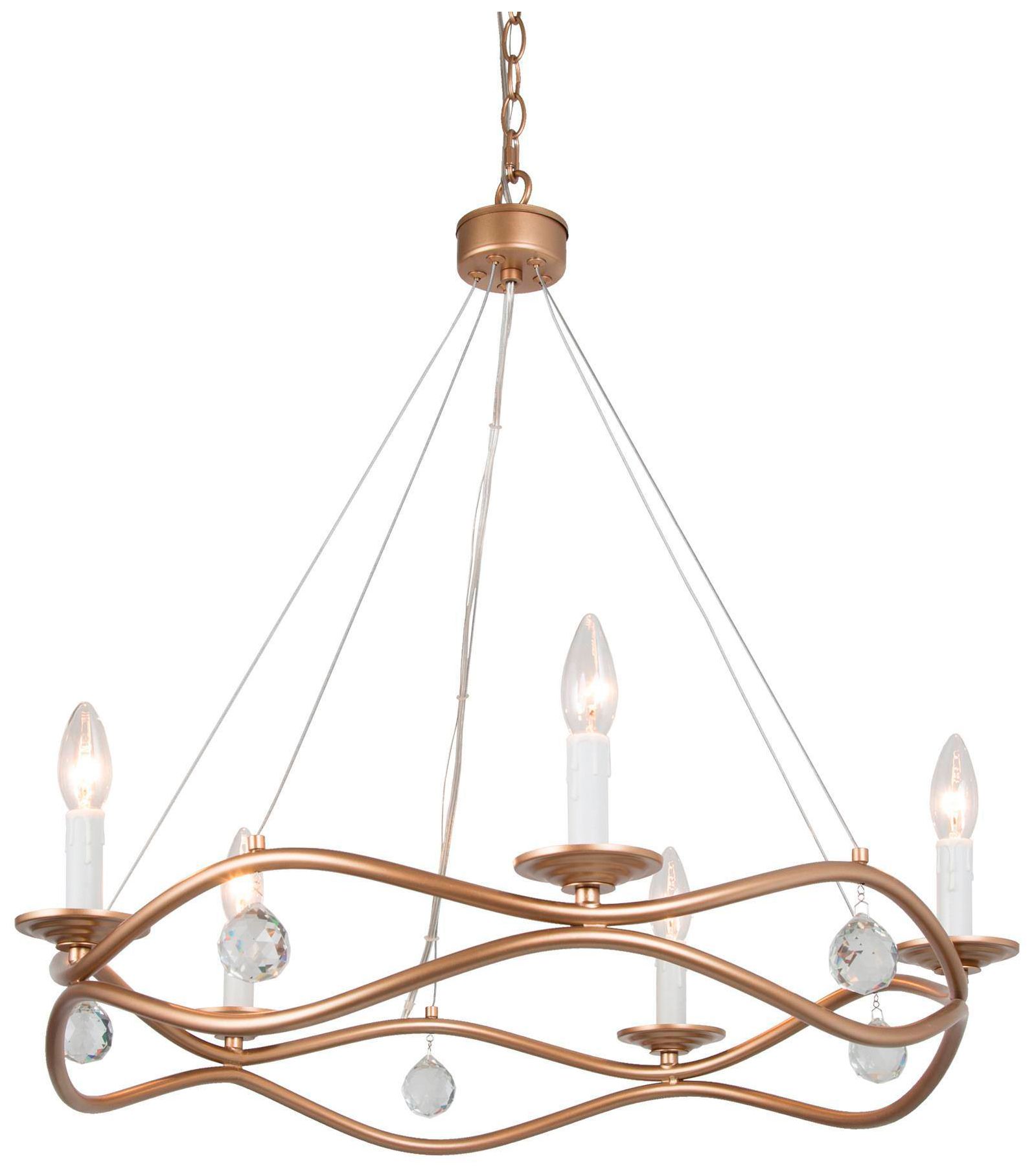 25.2"W 5-Light Gold Wheel Candle Chandelier with Crystal
