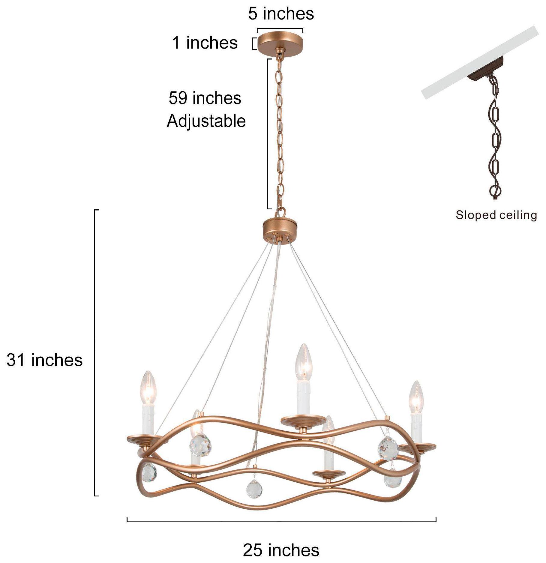 Image 2 25.2"W 5-Light Gold Wheel Candle Chandelier with Crystal more views