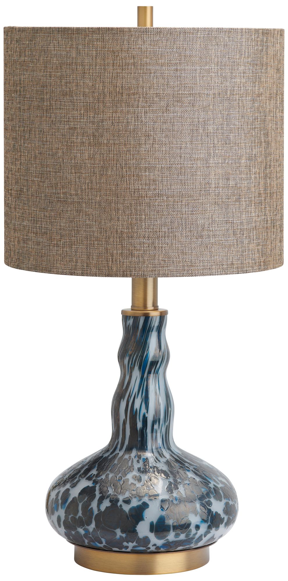 25.75" Glass and Metal Table Lamp with Linen Shade