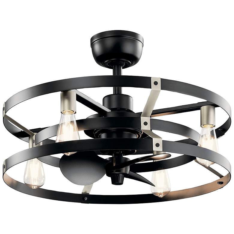 Image 2 25 inch Kichler Cavelli Black LED Ceiling Fan with Wall Control