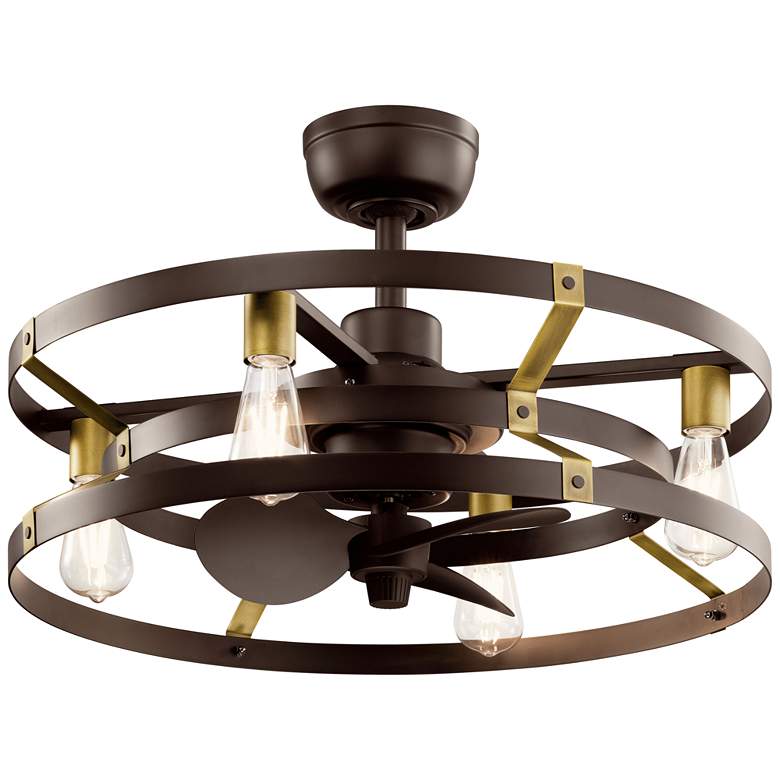 Image 3 25" Kichler Cavelli Bronze LED Fandelier Ceiling Fan with Wall Control