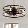 25" Kichler Cavelli Bronze LED Fandelier Ceiling Fan with Wall Control in scene