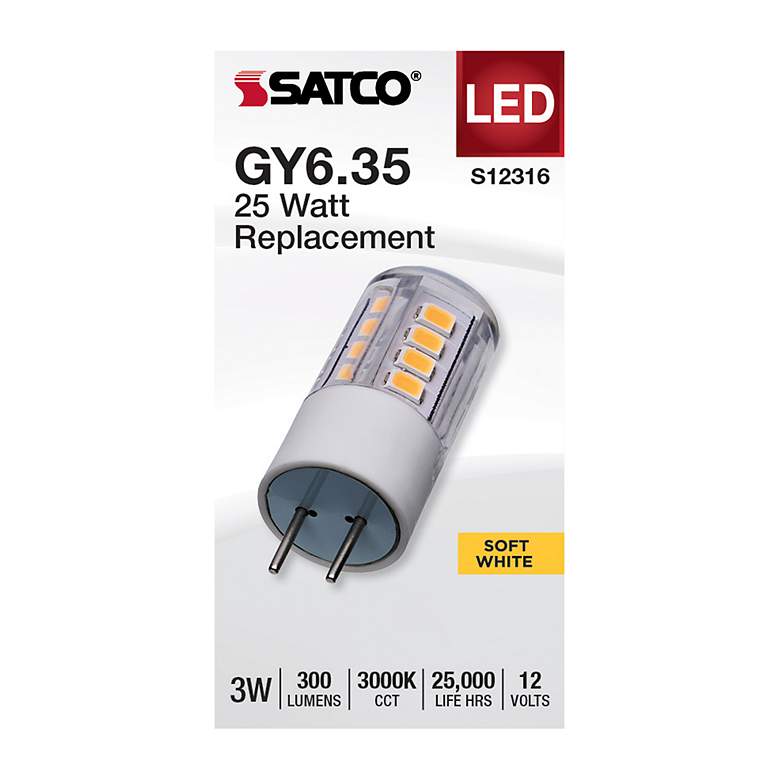 Image 2 25 Watt Equivalent Satco Clear 3W LED Dimmable GY6.35 Bulb more views