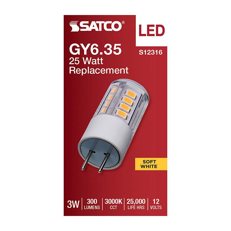 Image 3 25 Watt Equivalent Satco Clear 3W LED Dimmable GY6.35 Bulb more views