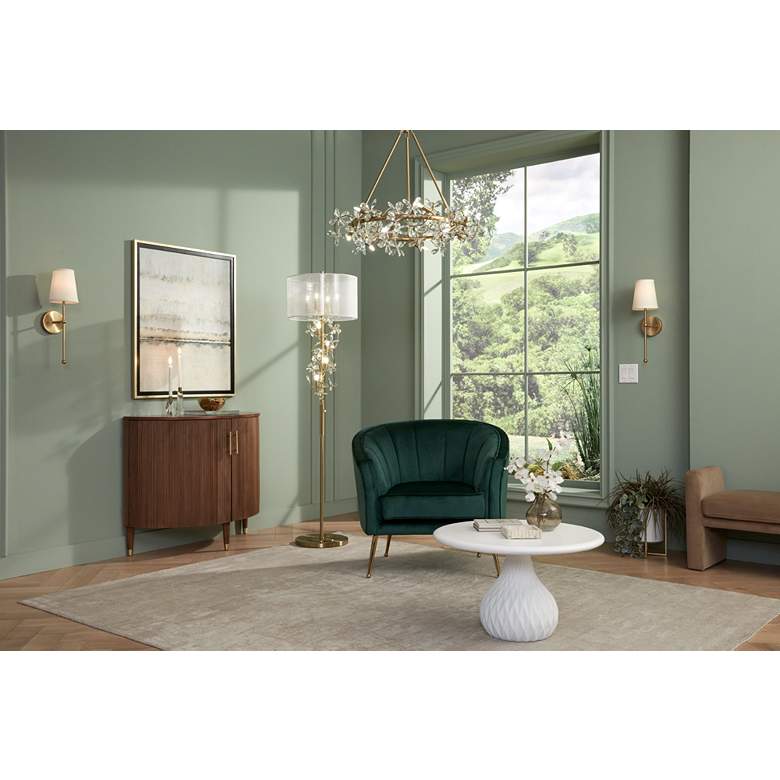 Image 1 Leighton Green Velvet and Gold Tufted Accent Chair in scene