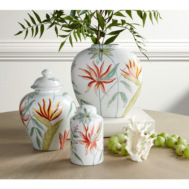 Image 1 Sensei 13 1/4" Wide Red and White Ceramic Decorative Vase in scene
