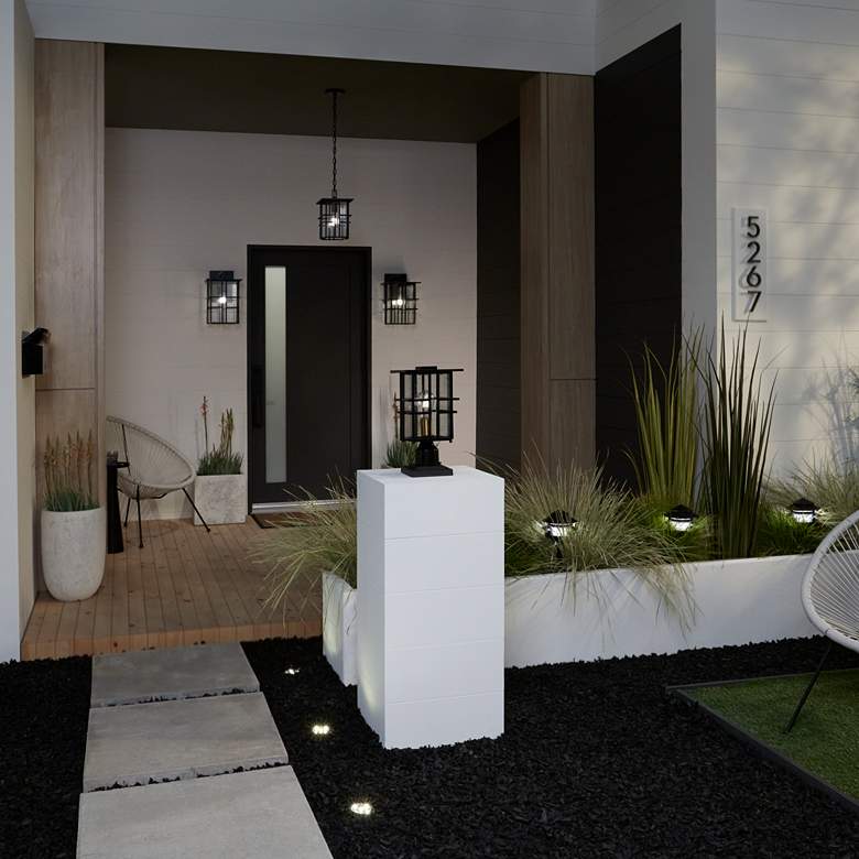 Image 1 Possini Euro Arley 12 1/2" High Black Outdoor Hanging Light in scene
