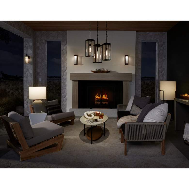 Image 1 Possini Euro Kathleen 14" High Sand Black LED Outdoor Wall Light in scene