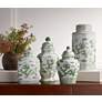 1_Sansui 12"H Green and White Ceramic Ginger Jar with Lid in scene