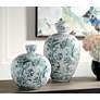 1_Erynn 16" High Green and White Ceramic Decorative Vase in scene