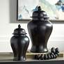 1_Alifano 15" High Glossy Black Ceramic Jar with Lid in scene