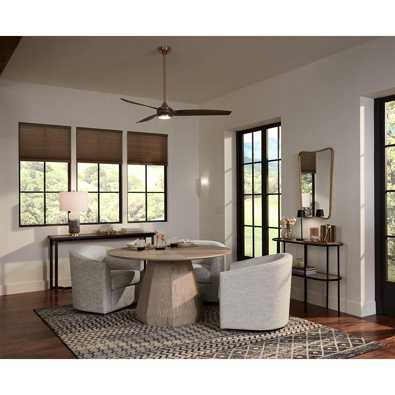 Image 1 60" Casa Vieja La Jolla Surf Soft Brass LED Ceiling Fan with Remote in scene