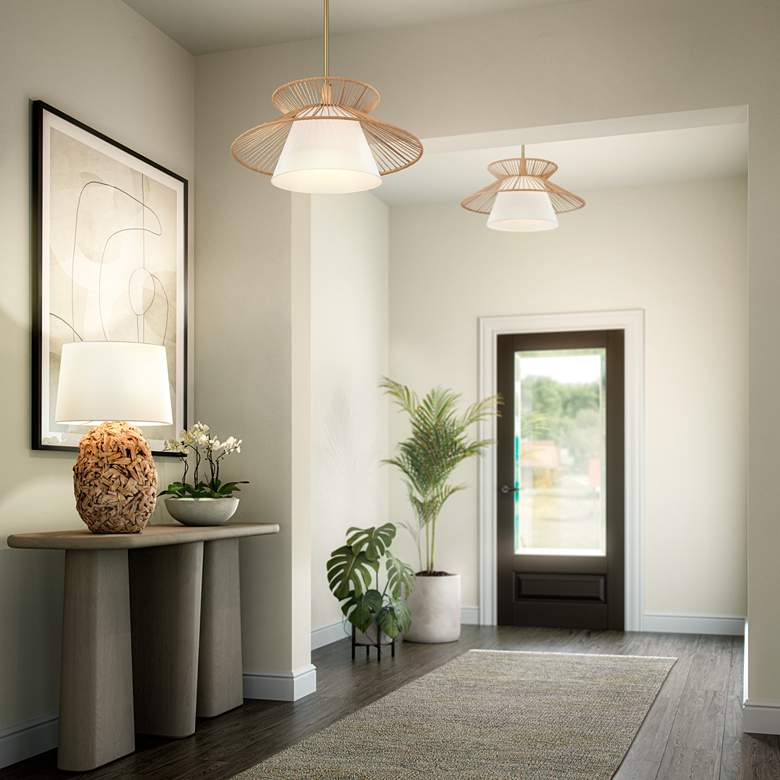 Image 1 Possini Euro Aire 24" Wide Rope Fabric Modern Pendant Chandelier in scene