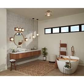 Image1 of Possini Euro Carlyn 26" Gold and Black Modern Luxe 3-Light Bath Light in scene