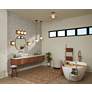 Thumbnail1 of Possini Euro Carlyn 26" Gold and Black Modern Luxe 3-Light Bath Light in scene