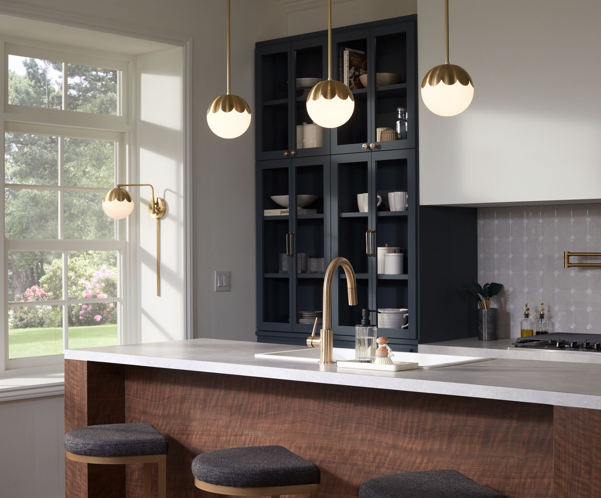 Watch A Video About the Camila Brass and Glass Globe Plug In Wall Lamp