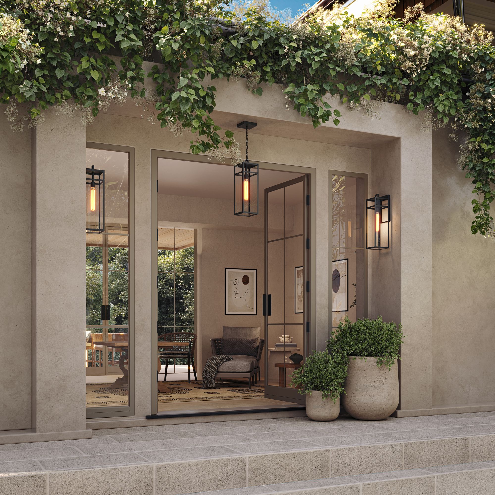 Watch A Video About the San Lucas Sand Black Outdoor Wall Light