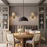 Possini Euro Janie 15 1/2" Wide Black and Gold Dome Pendant Light in scene