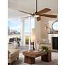 2_56" Casa Vieja Mach-5 Bronze and Koa LED Damp Ceiling Fan with Remote in scene