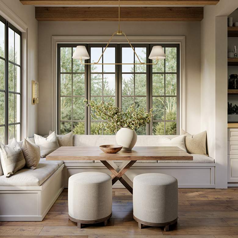 Image 1 Possini Euro Frazer 45" Wide Warm Brass 2-Light Island Chandelier in scene