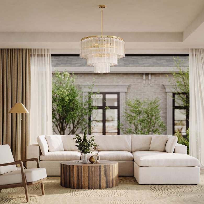 Image 1 Possini Euro Marcie 31" Wide Soft Gold 3-Tier Chandelier in scene