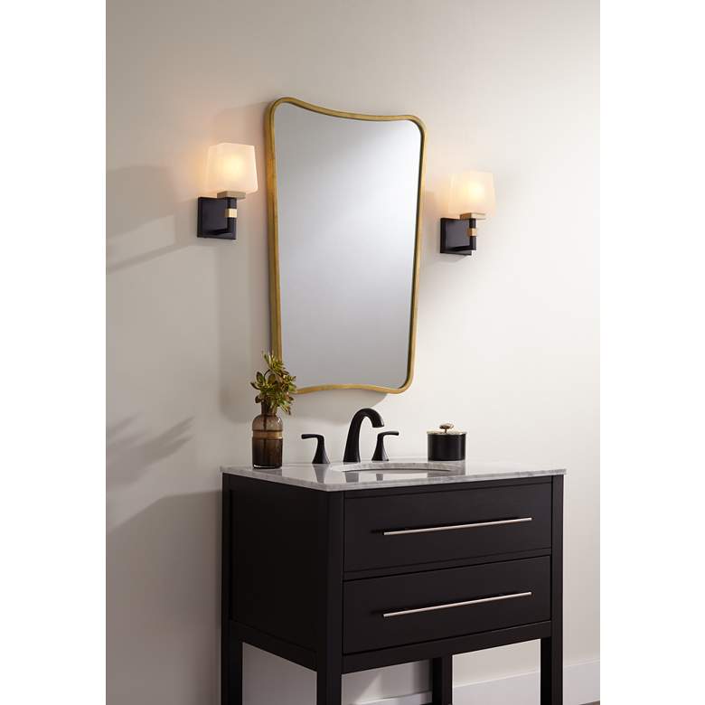 Image 1 Possini Euro Beauregard Wall Sconce Set with Uttermost Segundo Wall Mirror in scene